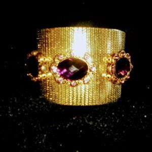 Gold Cuff Bracelet with Gems